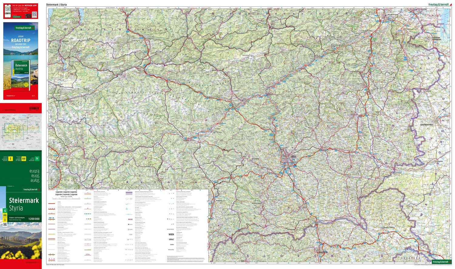 Carte routière de l'Autriche n° 4 - Styrie | Freytag & Berndt - 1/200 000 carte routière Freytag & Berndt 