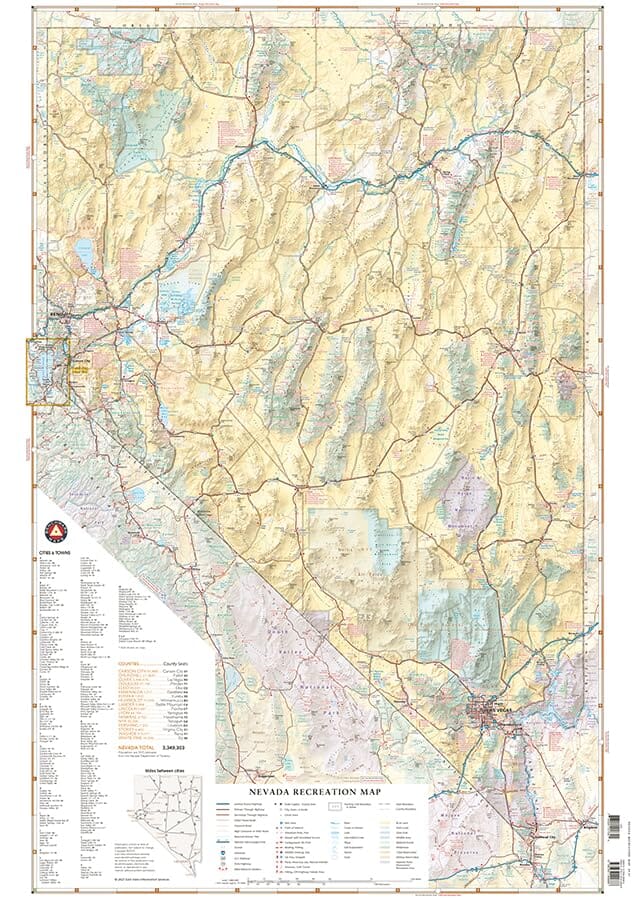 Carte routière du Nevada | Benchmark Maps carte routière Benchmark Maps 