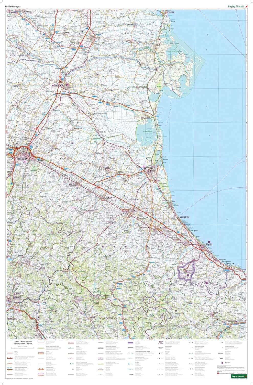 Carte routière - Emilie-Romagne (Bologne, Italie) | Freytag & Berndt carte routière Freytag & Berndt