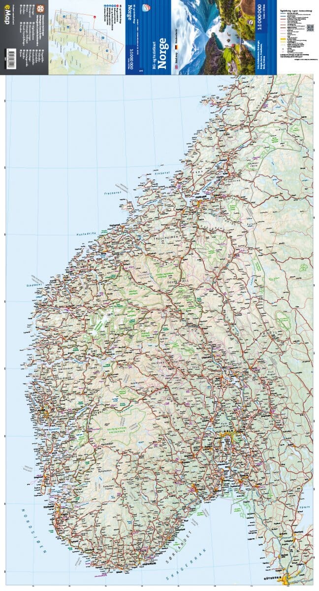 Carte routière et touristique - Norvège | Calazo - 1:1 000 000 carte routière Calazo