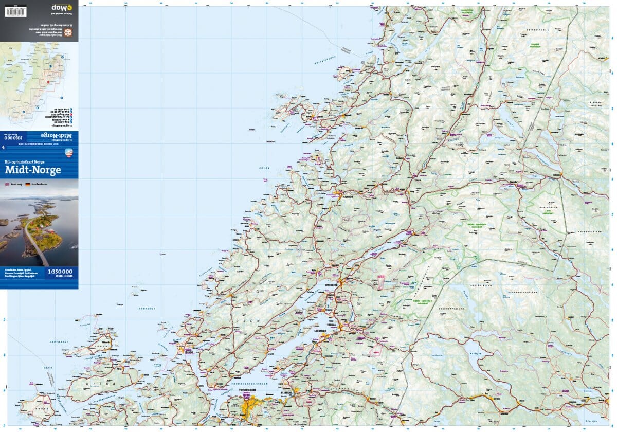 Carte routière et touristique - Norvège Centre | Calazo - 1:350 000 carte routière Calazo