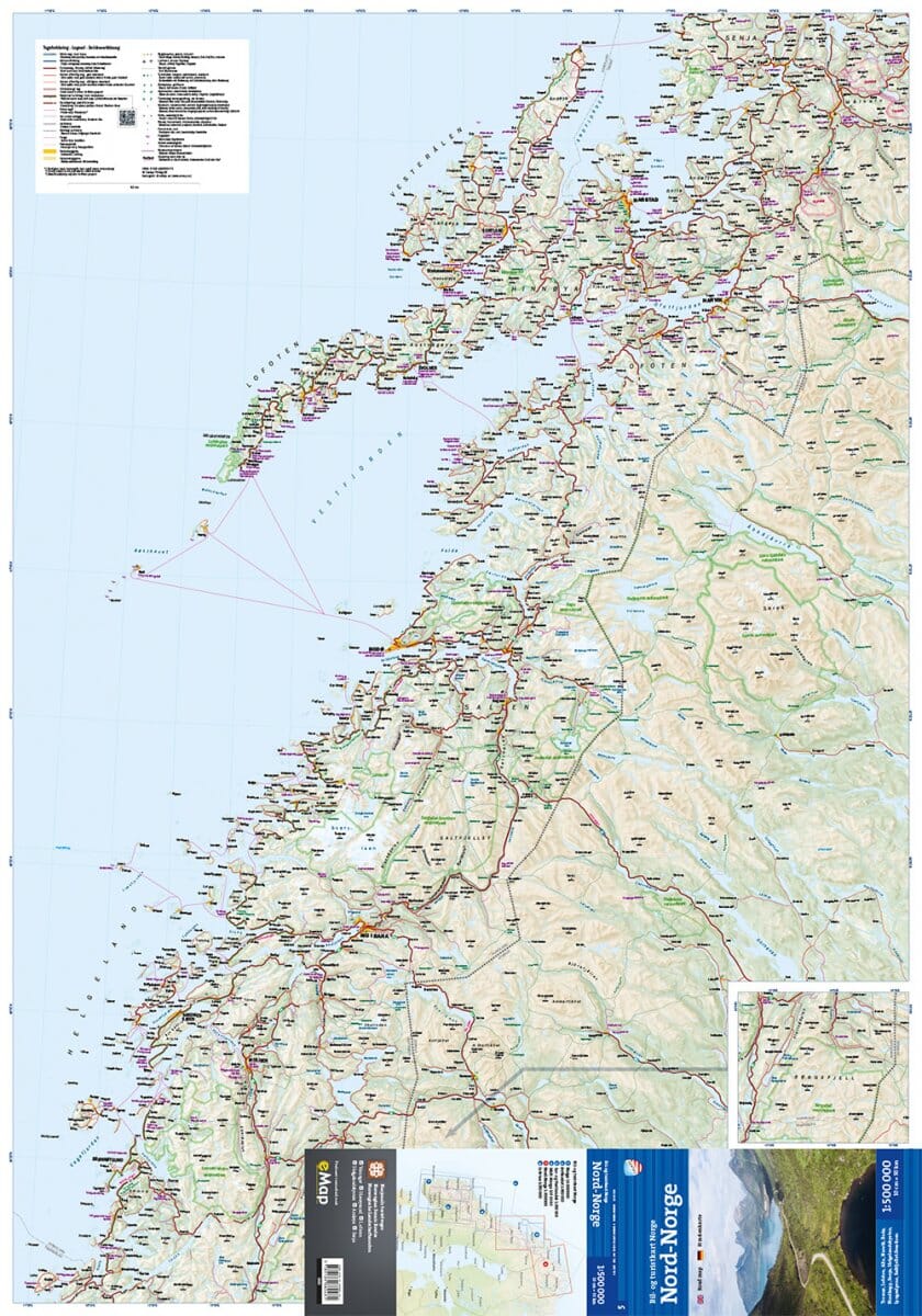 Carte routière et touristique - Norvège Nord | Calazo - 1:500 000 carte routière Calazo
