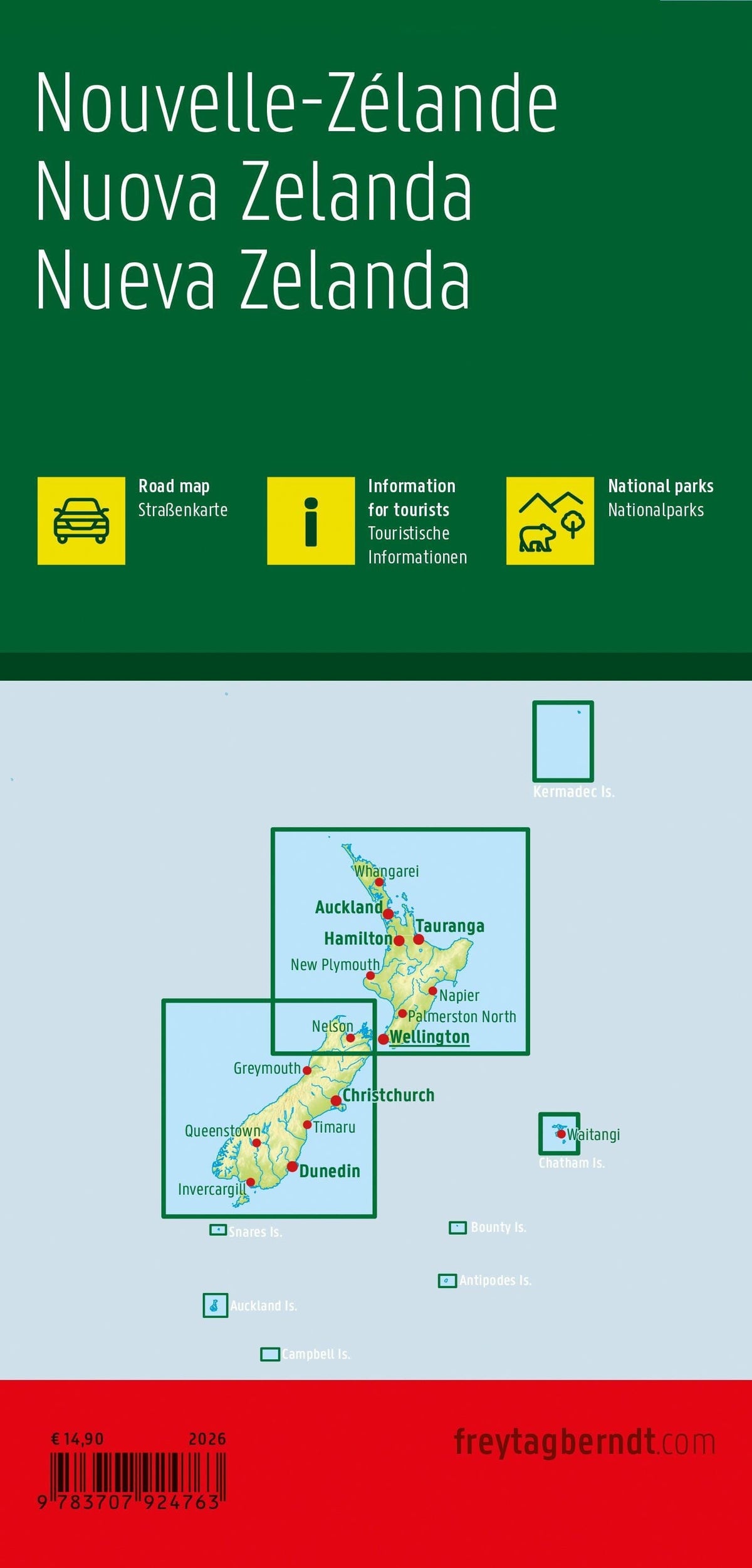 Carte routière et touristique - Nouvelle Zélande | Freytag & Berndt carte routière Freytag & Berndt 