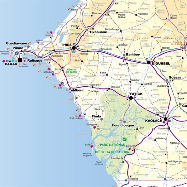 Carte routière et touristique - Sénégal 2025 | Laure Kane carte routière Laure Kane 