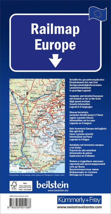 Carte routière - Europe : chemins de fer | Kümmerly & Frey carte routière Kümmerly & Frey