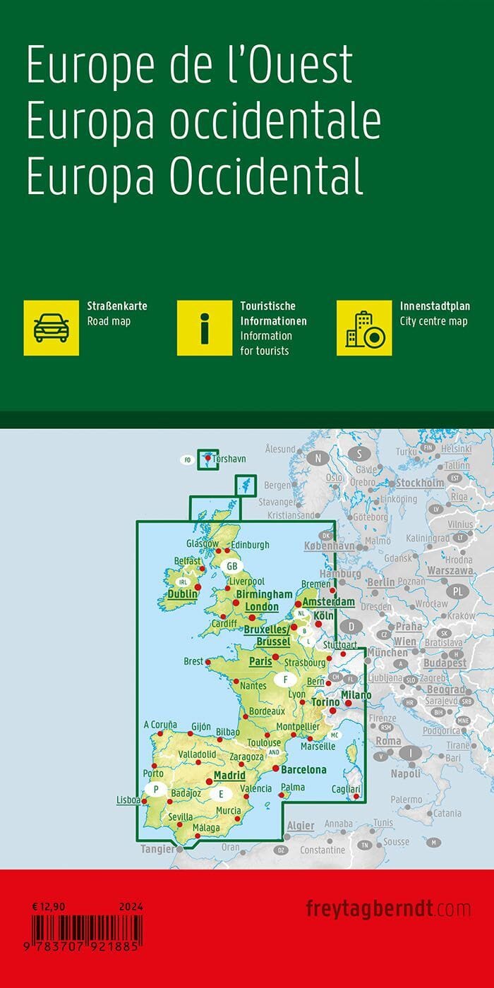 Carte routière - Europe de l’Ouest | Freytag & Berndt carte routière Freytag & Berndt 