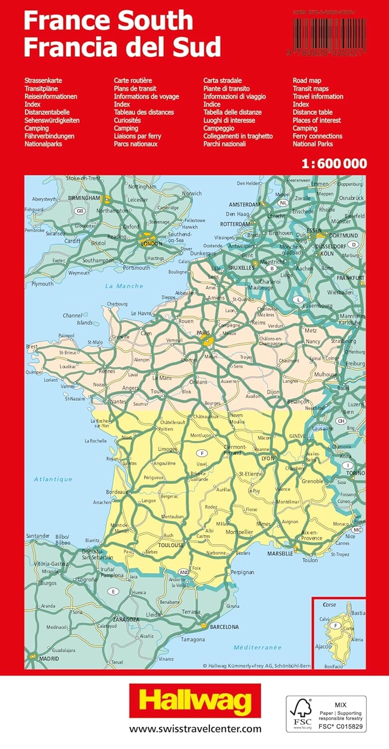 Carte routière - France du Sud | Hallwag carte routière Hallwag 