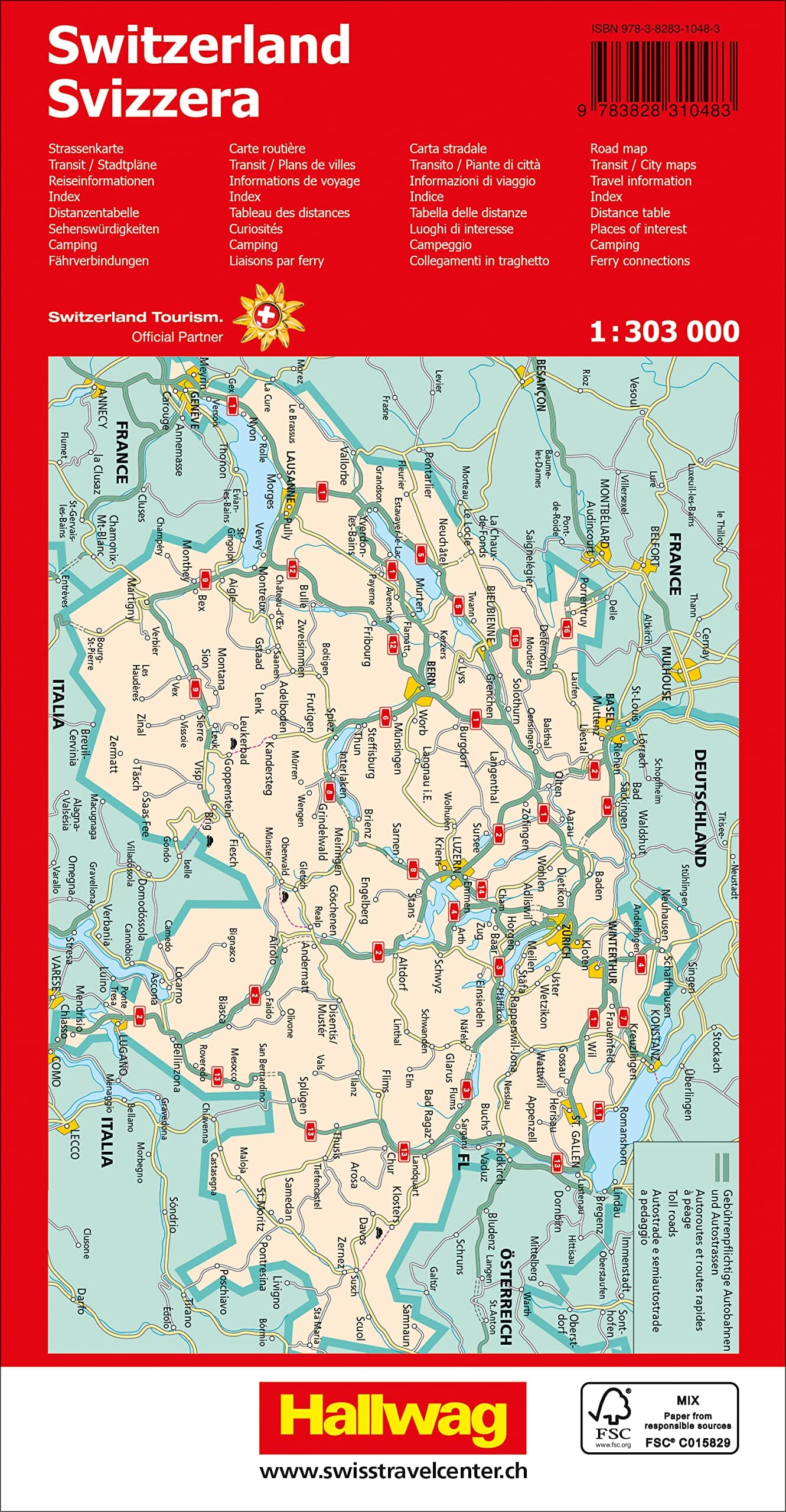 Carte routière générale - Suisse | Hallwag carte routière Hallwag