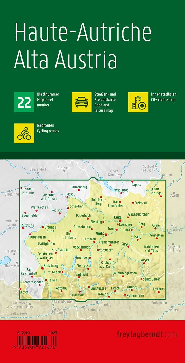 Carte routière - Haute-Autriche | Freytag & Berndt carte routière Freytag & Berndt