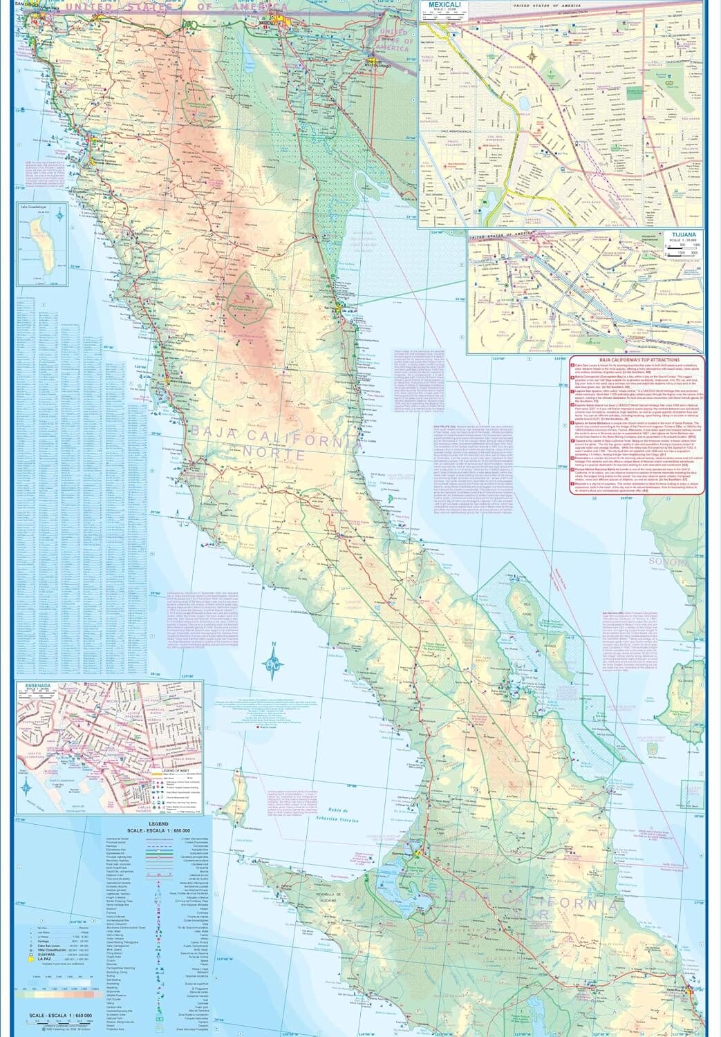 Carte routière imperméable - Basse-Californie (Mexique) | ITM - 1:650 000 carte routière ITM 