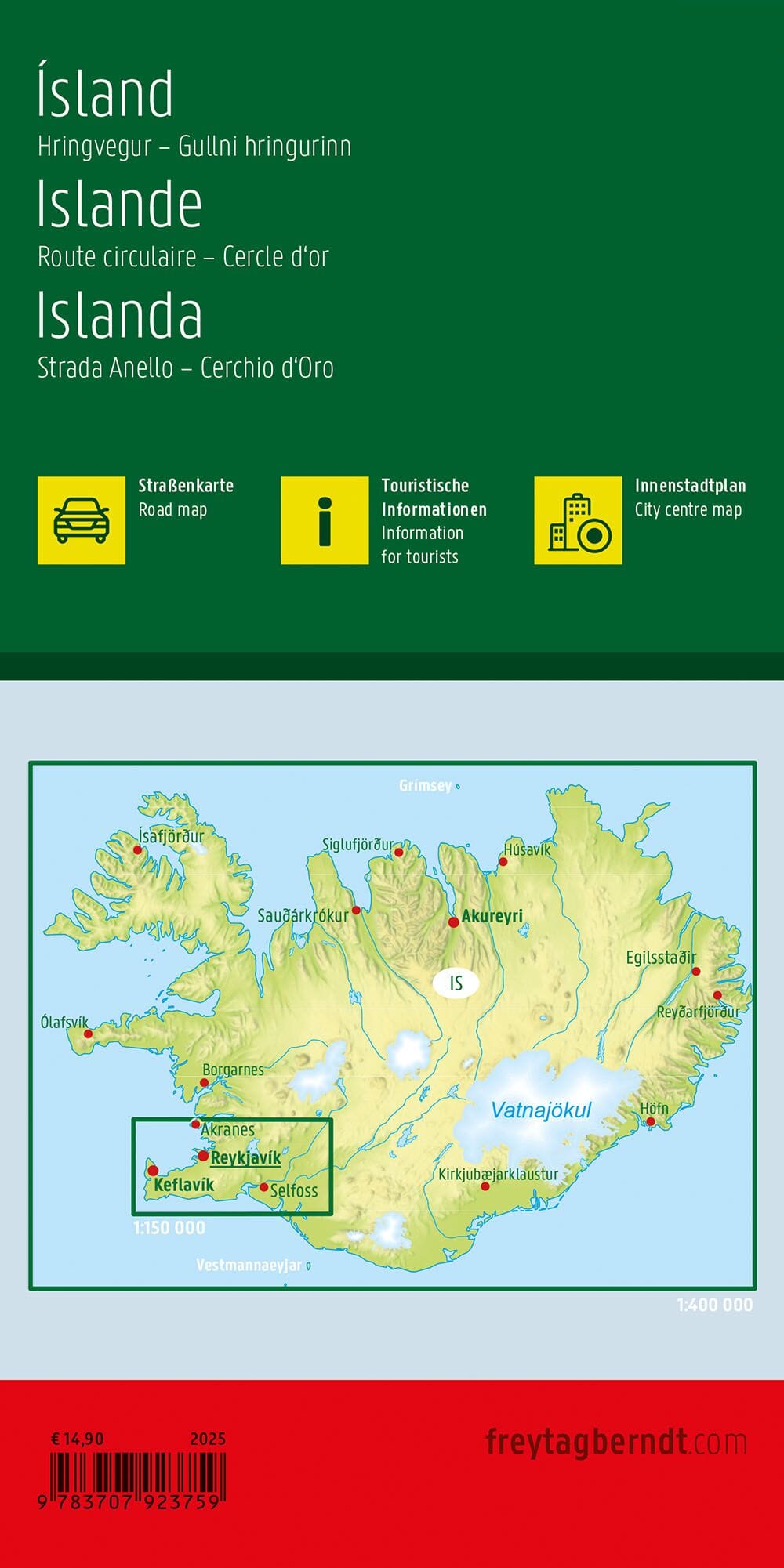 Carte routière - Islande & Golden Circle (impression recto) | Freytag & Berndt carte routière Freytag & Berndt