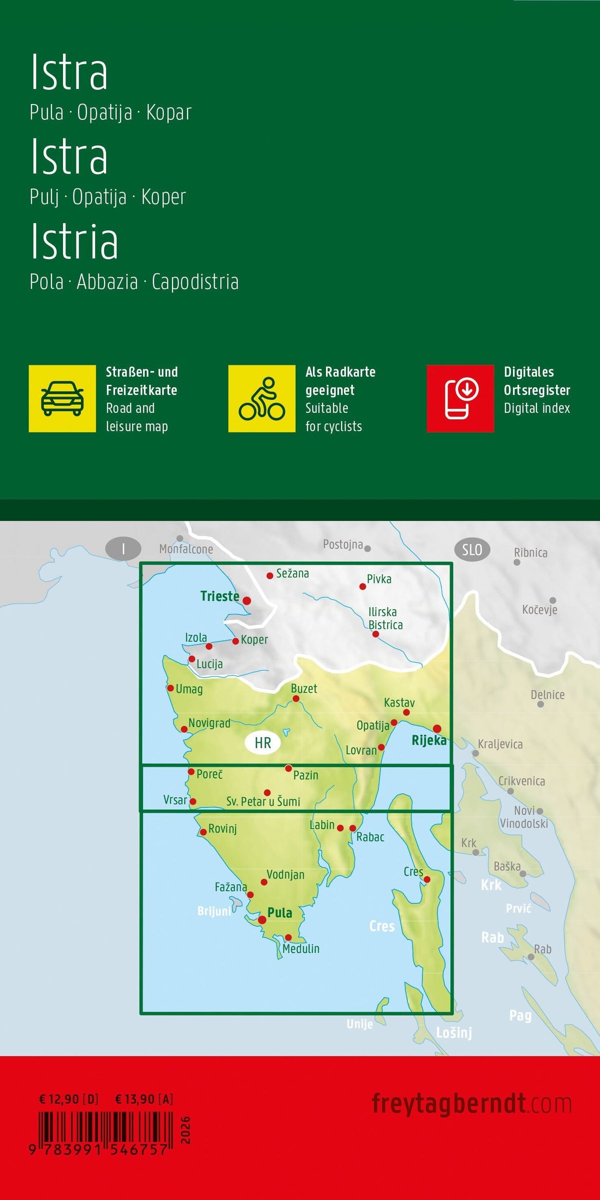 Carte routière - Istrie, Pula, Opatija, Koper - 1:100 000 | Freytag & Berndt carte routière Freytag & Berndt 