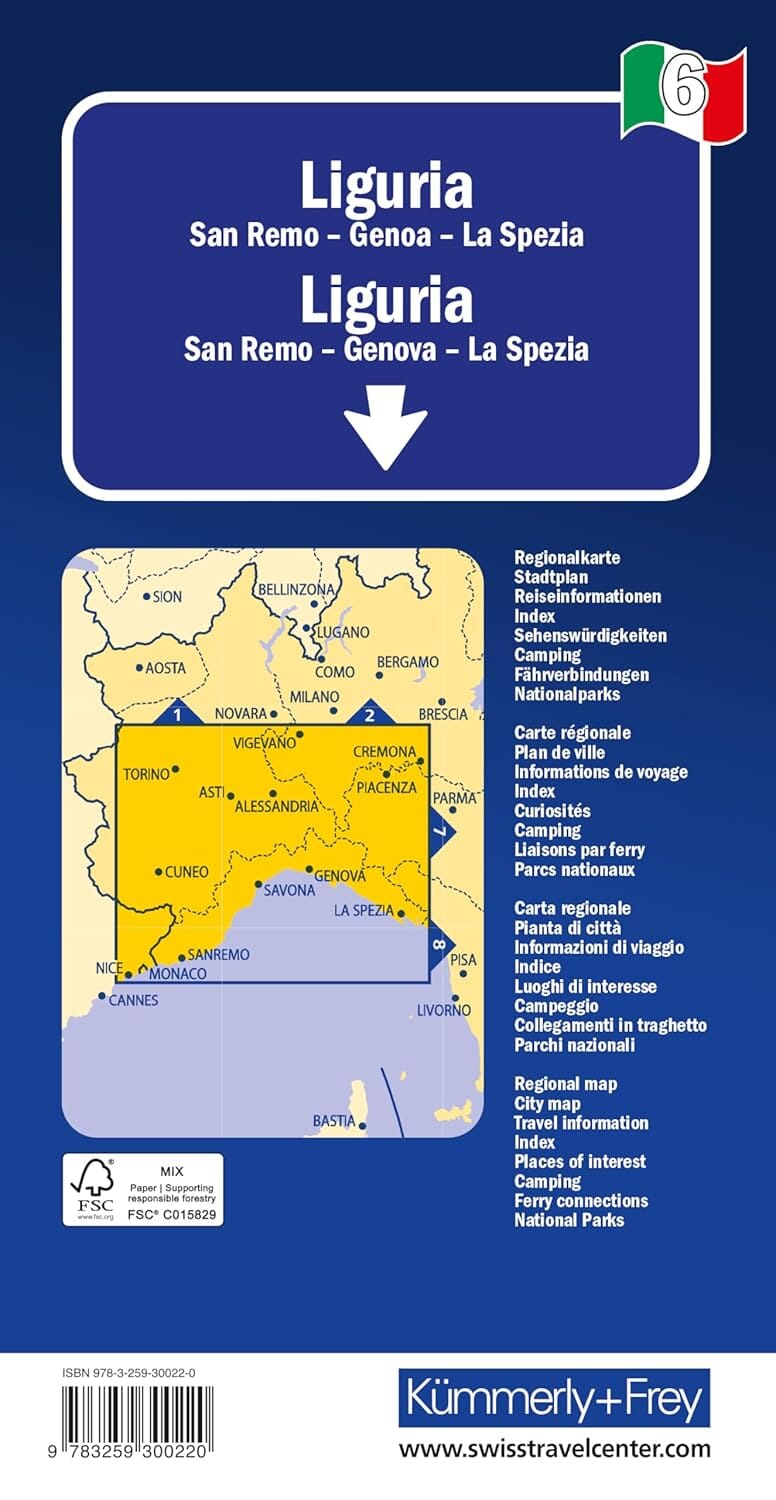 Carte routière - Ligurie | Kümmerly & Frey carte routière Kümmerly & Frey