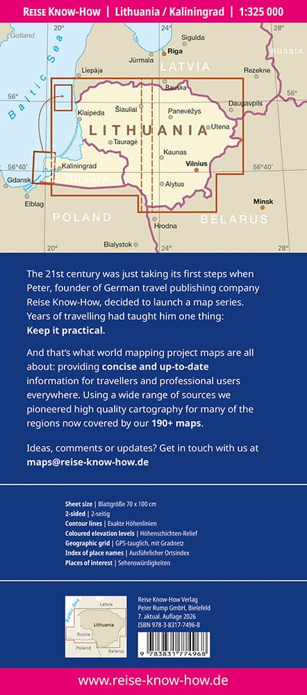 Carte routière - Lituanie & Kaliningrad | Reise Know How carte routière Reise Know-How