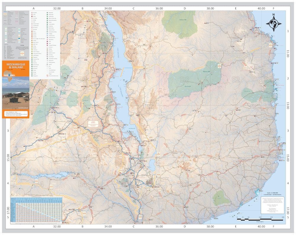 Carte routière - Mozambique et Malawi - Édition 2017 | Tracks4Africa carte routière Tracks4Africa