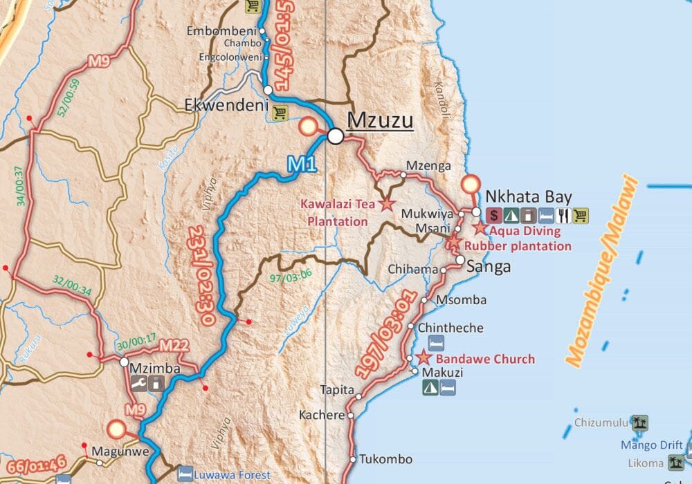 Carte routière - Mozambique et Malawi - Édition 2017 | Tracks4Africa carte routière Tracks4Africa