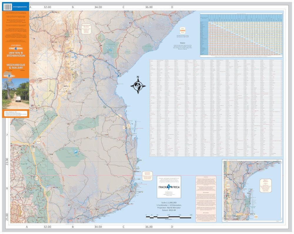 Carte routière - Mozambique et Malawi - Édition 2017 | Tracks4Africa carte routière Tracks4Africa