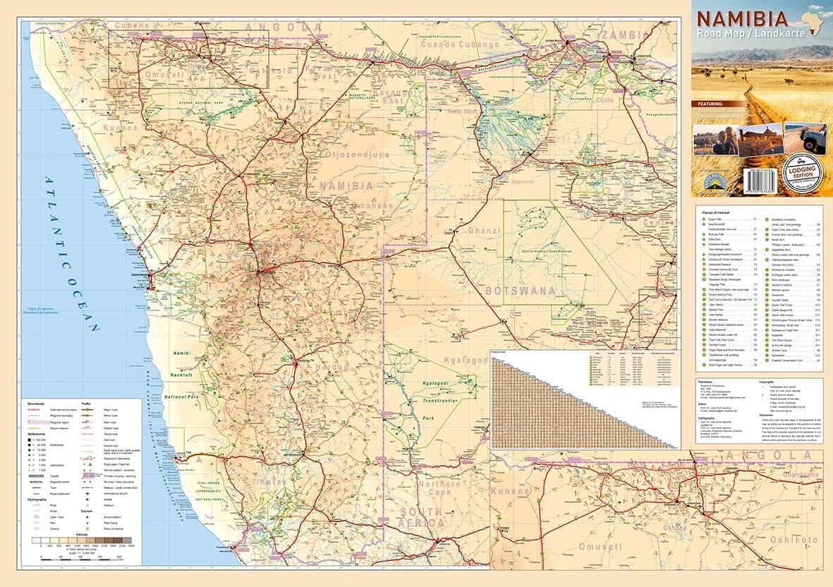 Carte routière - Namibie | Huber carte routière Huber