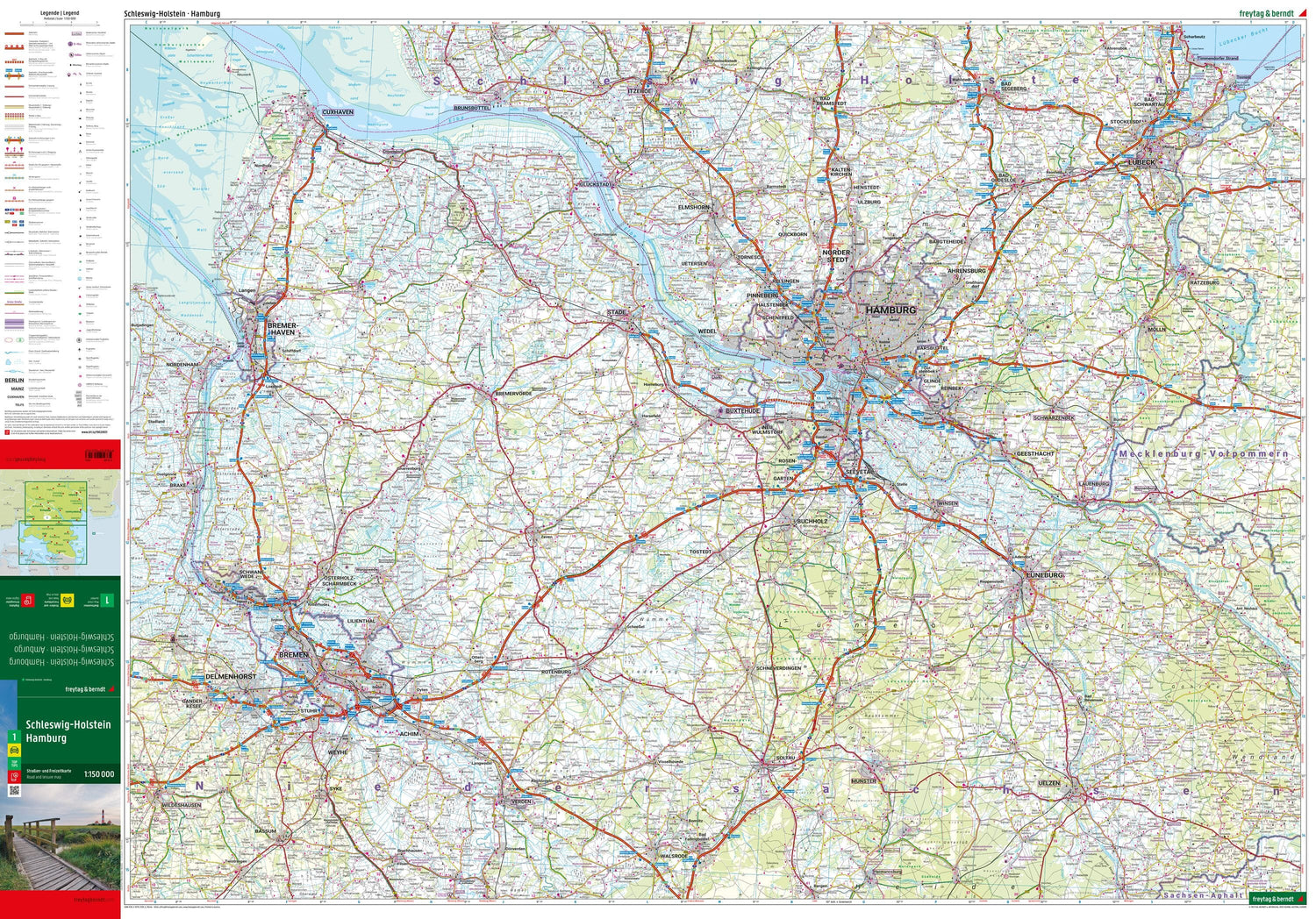 Carte routière n° 1 (Allemagne) - Schleswig-Holstein, Hambourg | Freytag & Berndt - 1/150 000 carte routière Freytag & Berndt