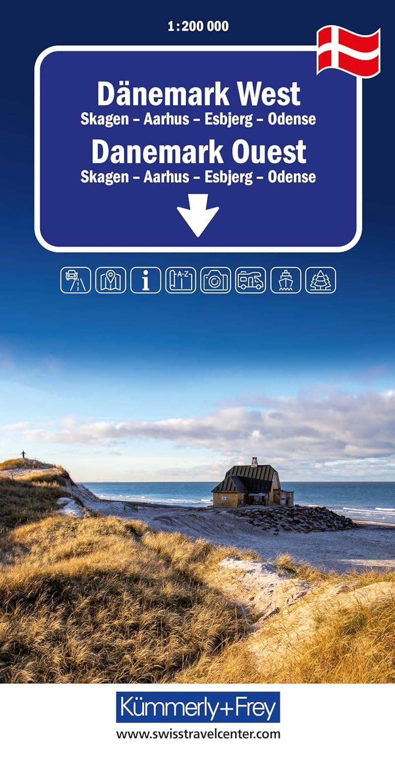 Carte routière n° 1 - Danemark ouest (Skagen, Aarhus, Esbjerg, Odense) | Kümmerly Frey carte routière Kümmerly & Frey