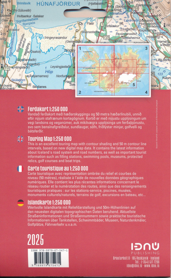 Carte routière n° 1 - Islande Nord-Ouest | Ferdakort carte de voyage Ferdakort 