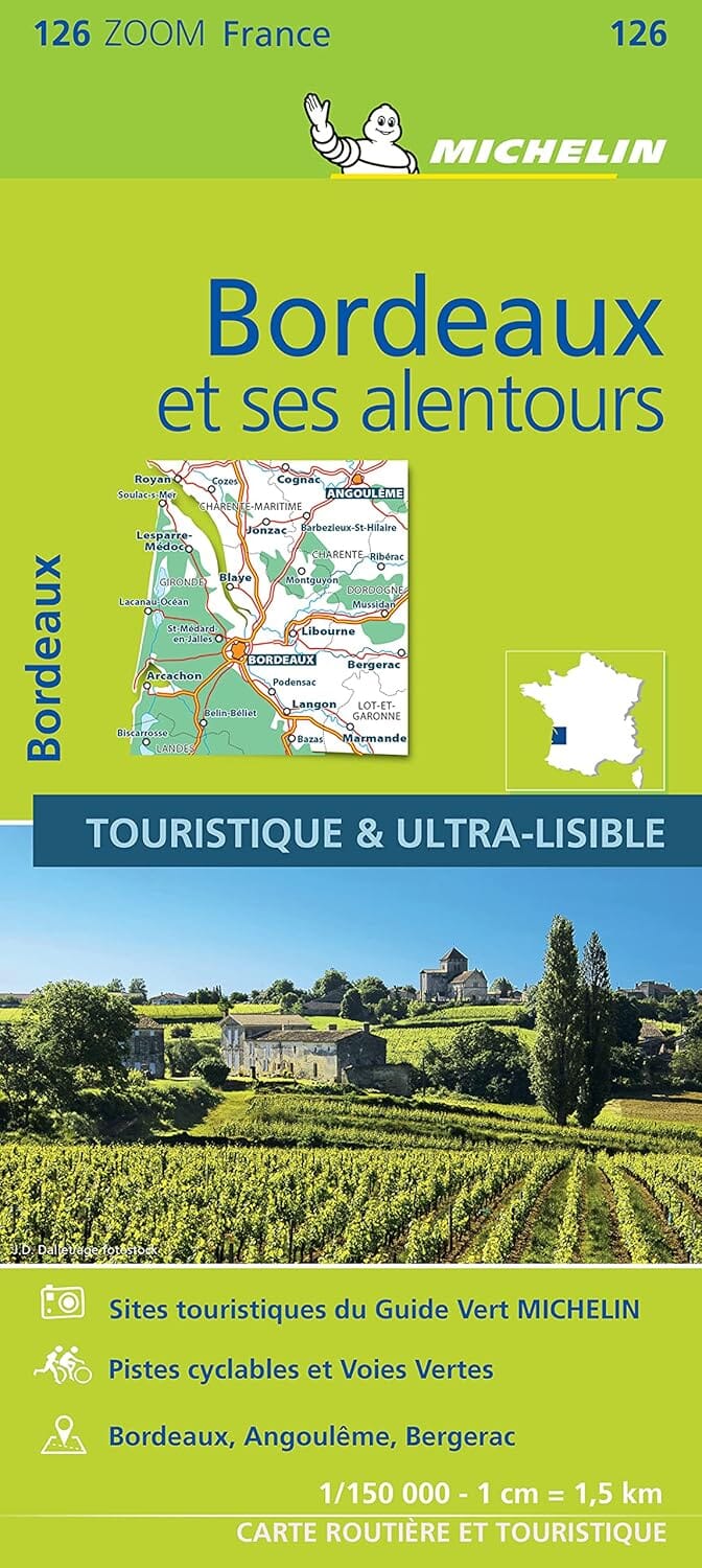 Carte routière n° 126 - Bordeaux et ses alentours | Michelin - Zoom France carte routière Michelin