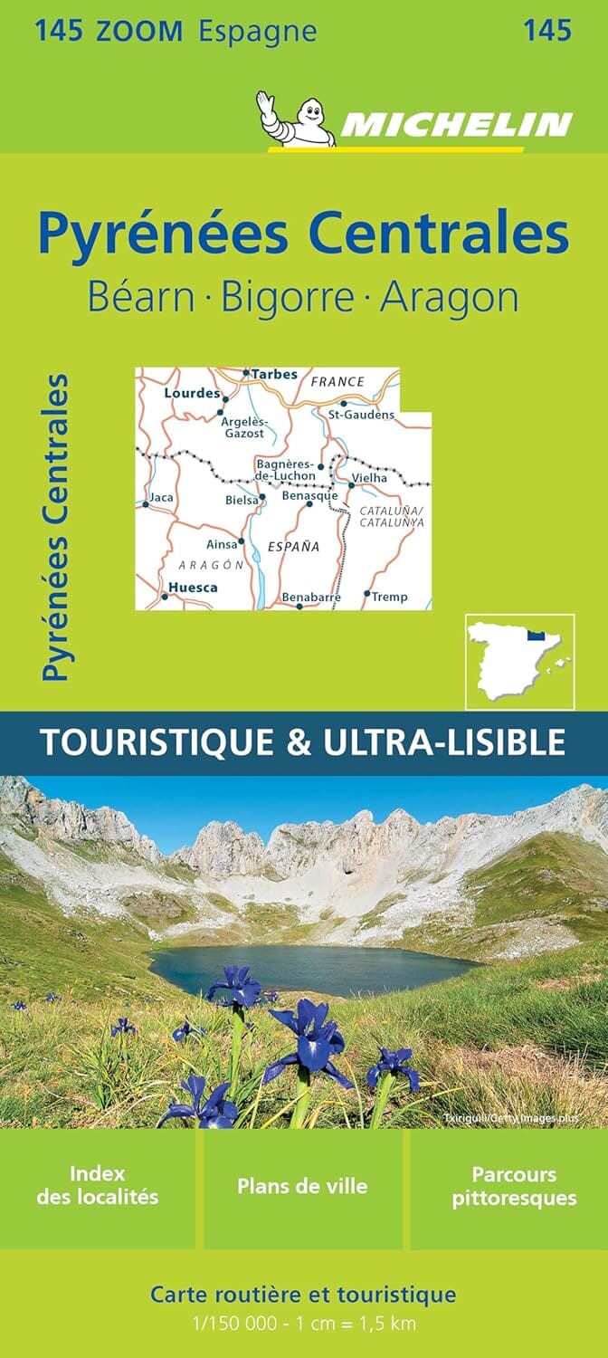 Carte routière n° 145 - Pyrénées Centrales (Béarn, Bigorre, Aragon) | Michelin - Zoom Espagne carte routière Michelin 