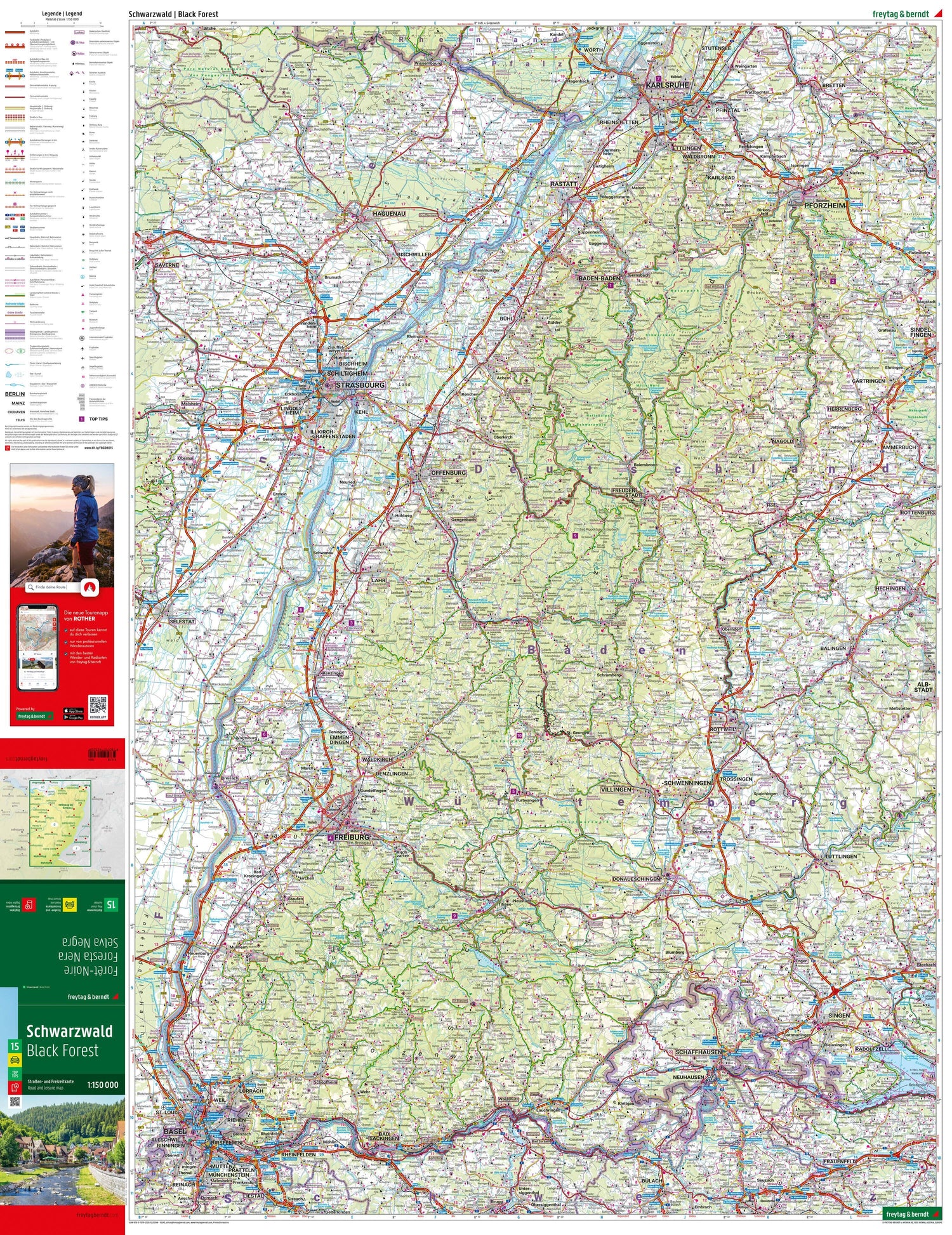 Carte routière n° 15 (Allemagne) - Forêt Noire | Freytag & Berndt - 1/150 000 carte routière Freytag & Berndt
