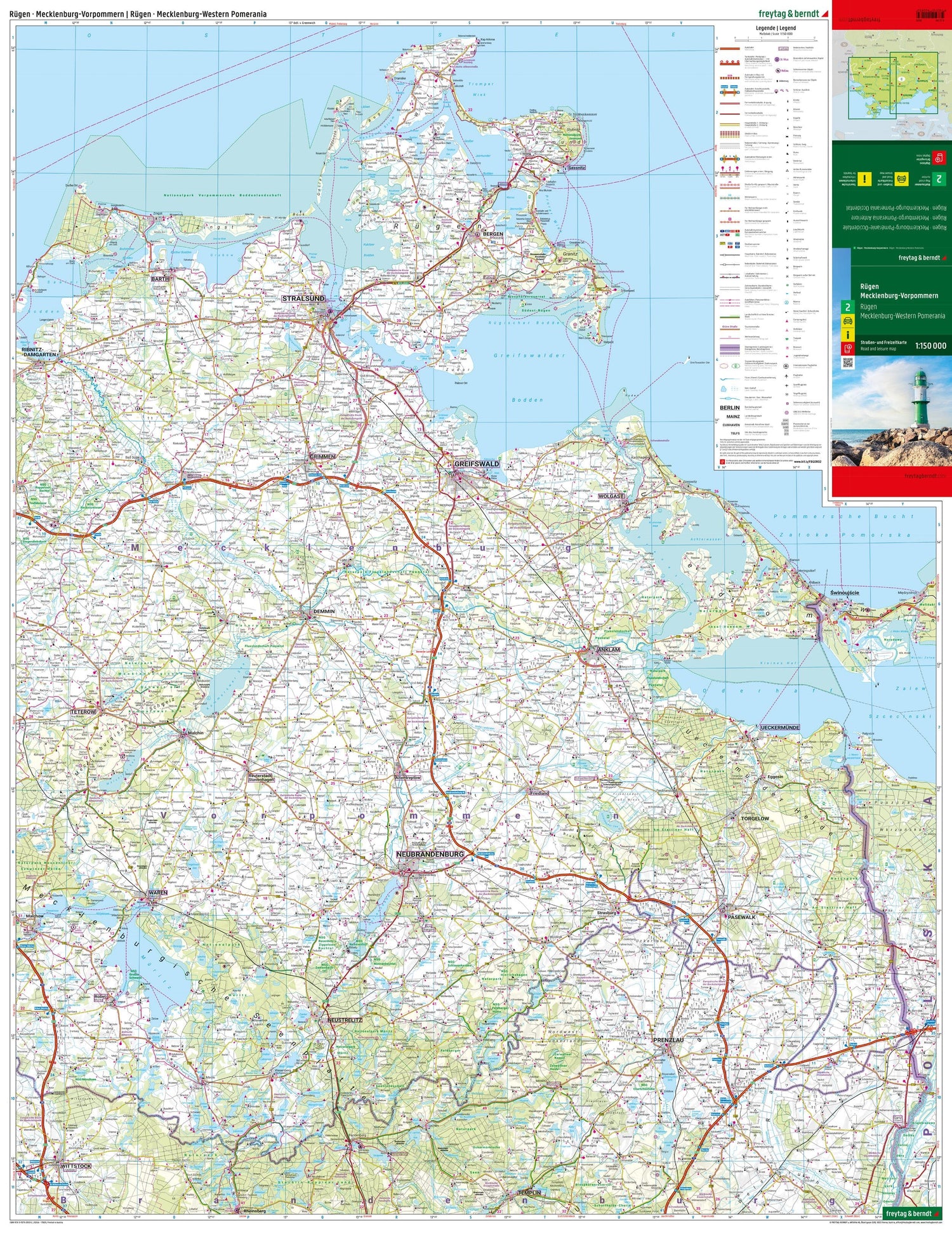 Carte routière n° 2 (Allemagne) - Rügen, Mecklembourg-Poméranie-Occidentale | Freytag & Berndt - 1/150 000 carte routière Freytag & Berndt 