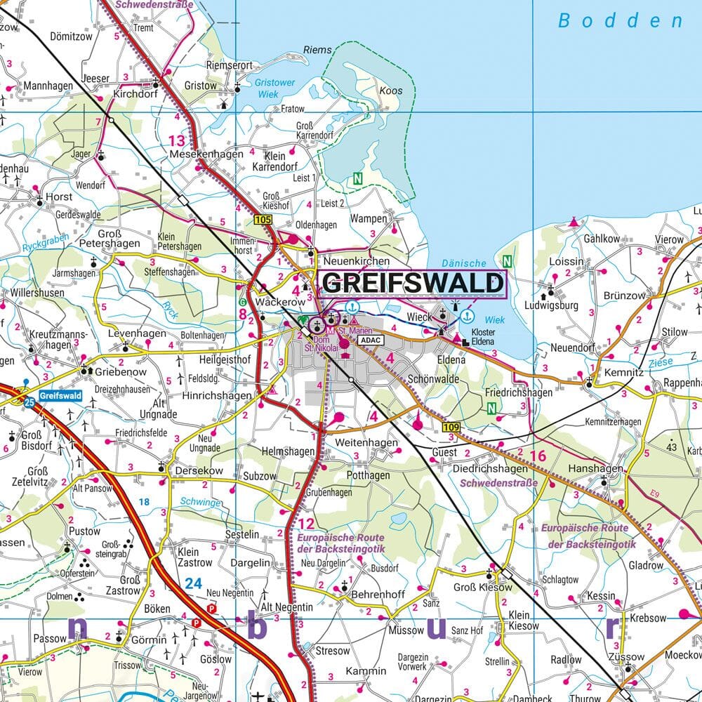 Carte routière n° 2 (Allemagne) - Rügen, Mecklembourg-Poméranie-Occidentale | Freytag & Berndt - 1/150 000 carte routière Freytag & Berndt 