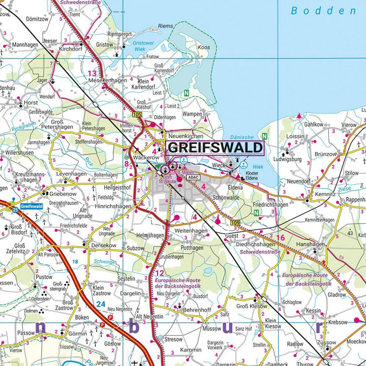 Carte routière n° 2 (Allemagne) - Rügen, Mecklembourg-Poméranie-Occidentale | Freytag & Berndt - 1/150 000 carte routière Freytag & Berndt 