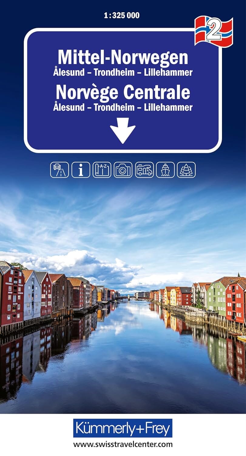 Carte routière n° 2 - Norvège Centrale, de Oslo à Alesund | Kümmerly & Frey carte routière Hallwag Kümmerly-Frey 2026 