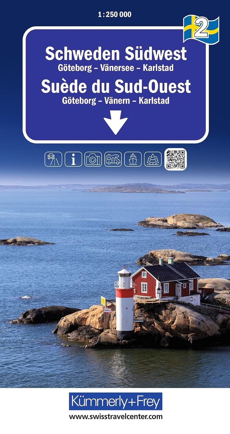 Carte routière n° 2 - Suède du Sud-ouest (Göteborg-Karlstad) | Kümmerly & Frey carte routière Hallwag Kümmerly-Frey 