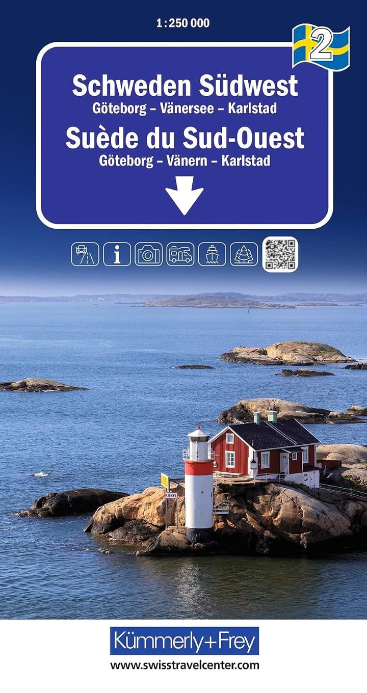 Carte routière n° 2 - Suède du Sud-ouest (Göteborg-Karlstad) | Kümmerly & Frey carte routière Hallwag Kümmerly-Frey 