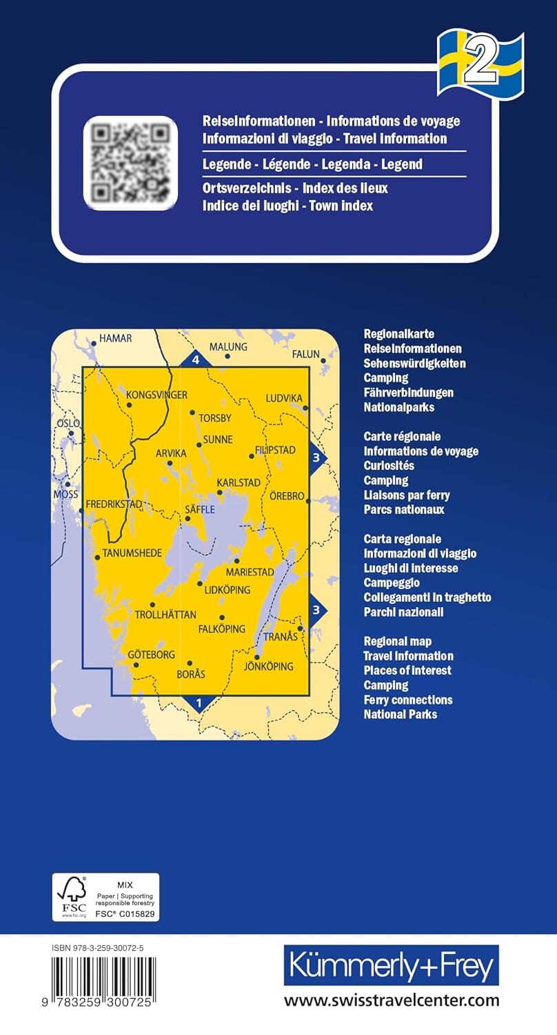 Carte routière n° 2 - Suède du Sud-ouest (Göteborg-Karlstad) | Kümmerly & Frey carte routière Hallwag Kümmerly-Frey 