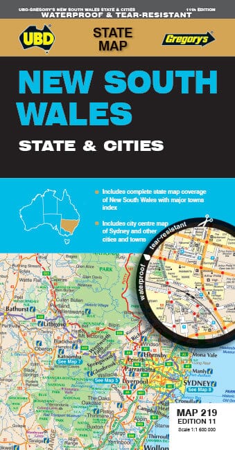 Carte routière n° 219 - New South Wales State & Cities | UBD Gregory's carte routière UBD Gregory's