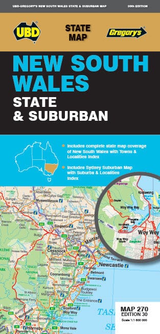 Carte routière n° 270 - New South Wales State & Suburban | UBD Gregory's carte routière UBD Gregory's