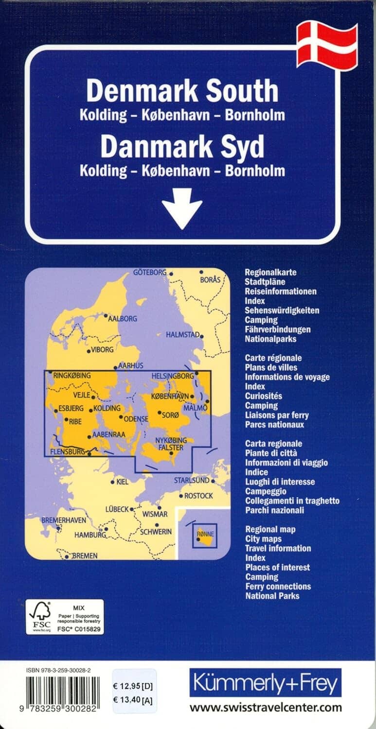 Carte routière n° 3 - Danemark Sud (Kolding, Copenhague, Bornholm) | Kümmerly Frey carte routière Kümmerly & Frey