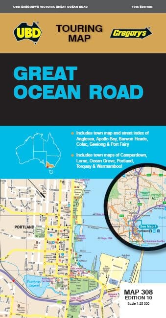 Carte routière n° 308 - Great Ocean Road (Victoria, Australie) | UBD Gregory's carte de voyage UBD Gregory's 