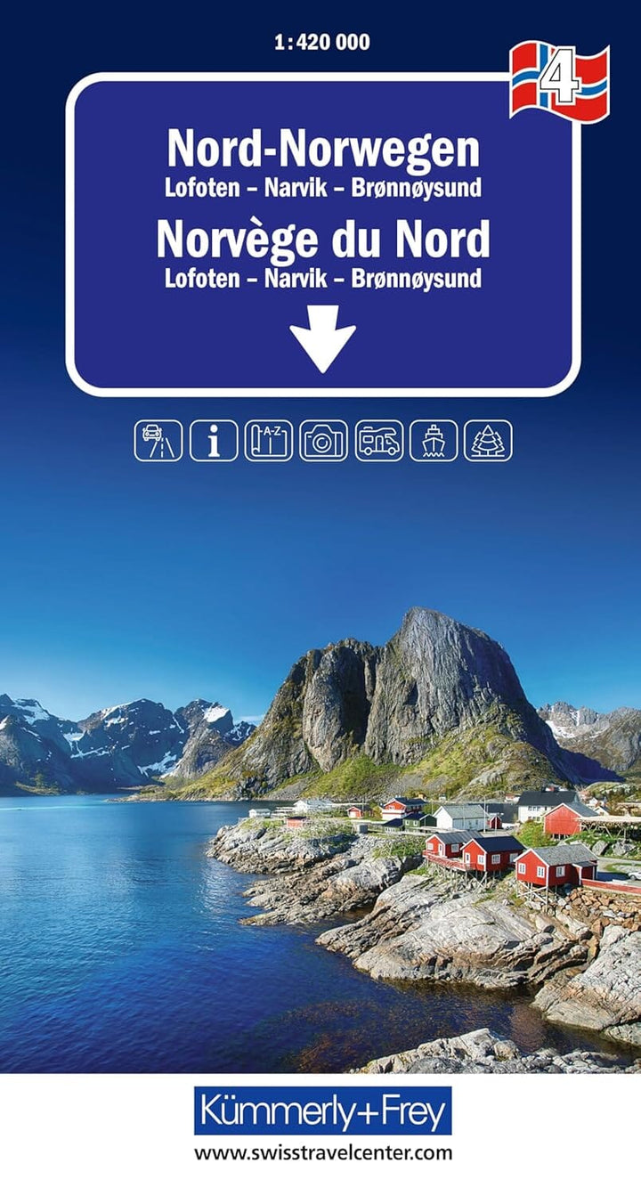 Carte routière n° 4 - Norvège Centrale (de Bronnoysund à Narvik) | Kümmerly & Frey carte routière Hallwag Kümmerly-Frey 2026 