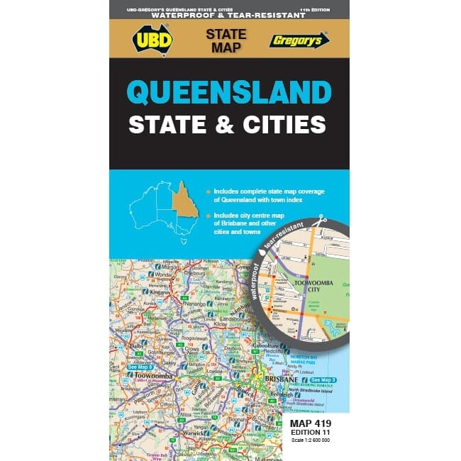 Carte routière n° 419 - Queensland State & Cities | UBD Gregory's carte routière UBD Gregory's