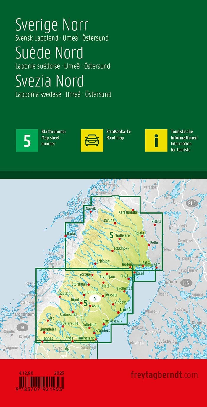 Carte routière n° 5 - Suède Nord (Östersund) | Freytag & Berndt carte pliée Freytag & Berndt 