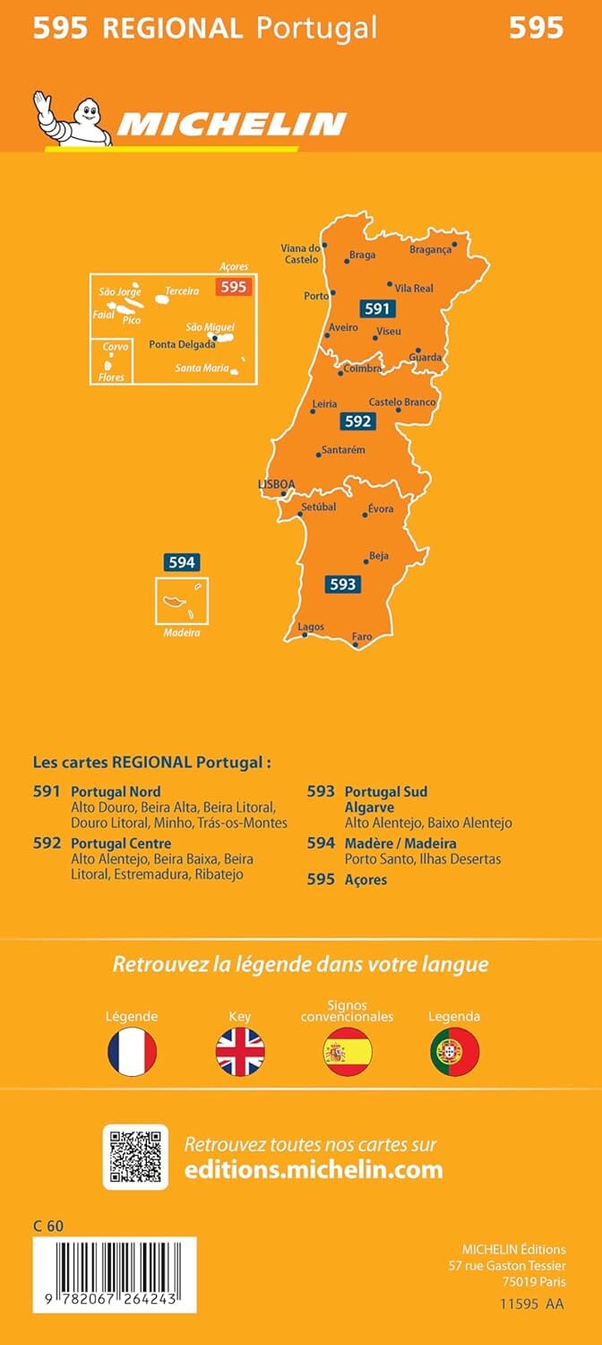 Carte routière n° 595 - Açores | Michelin carte routière Michelin