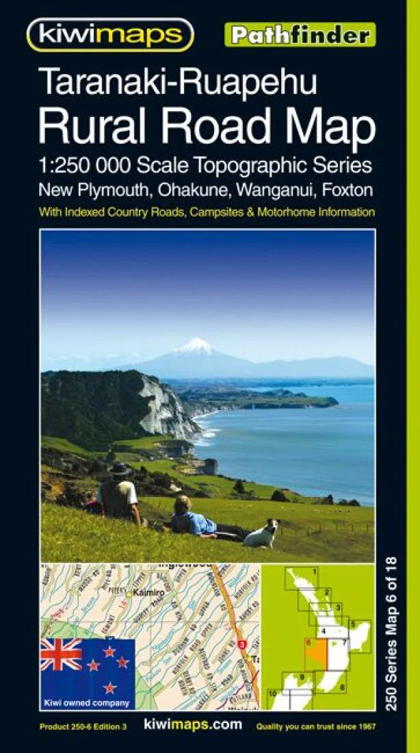 Carte routière n° 6 - Taranaki, Ruapehu, New Plymouth, Ohakune, Wanganui, Foxton, routes rurales au 1/250 000 (Nouvelle-Zélande) | Kiwi Maps carte routière Kiwi Maps