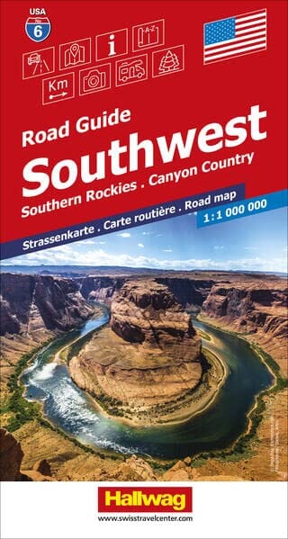 Carte routière n° 6 - USA Sud-Ouest (Sud des Rocheuses, Canyon Country) | Hallwag carte pliée Hallwag 