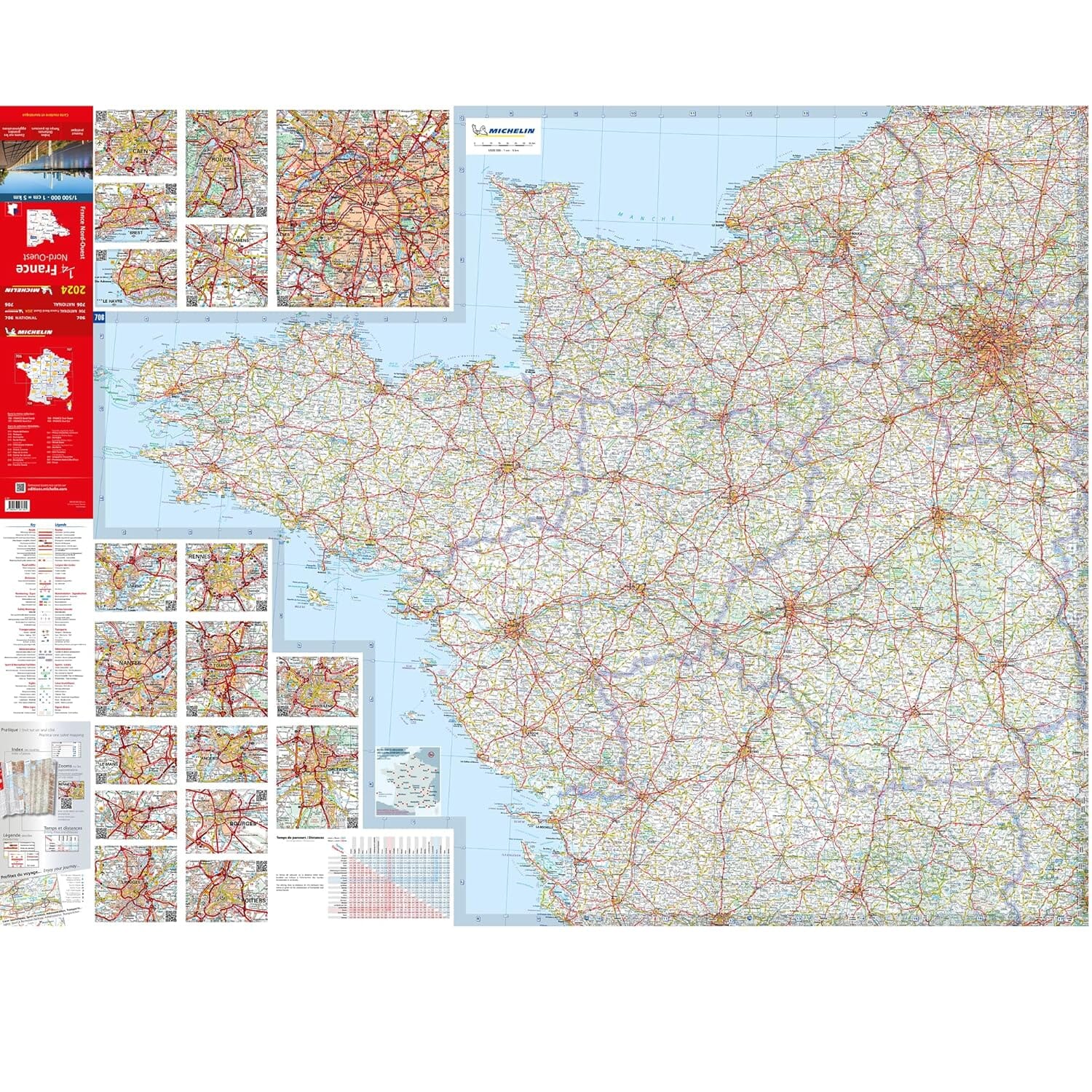 Carte routière n° 706 - 1/4 France - Nord-Ouest 2024 | Michelin carte routière Michelin