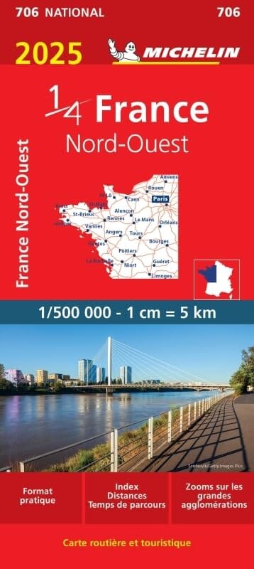Carte routière n° 706 - 1/4 France - Nord-Ouest 2025 | Michelin carte routière Michelin