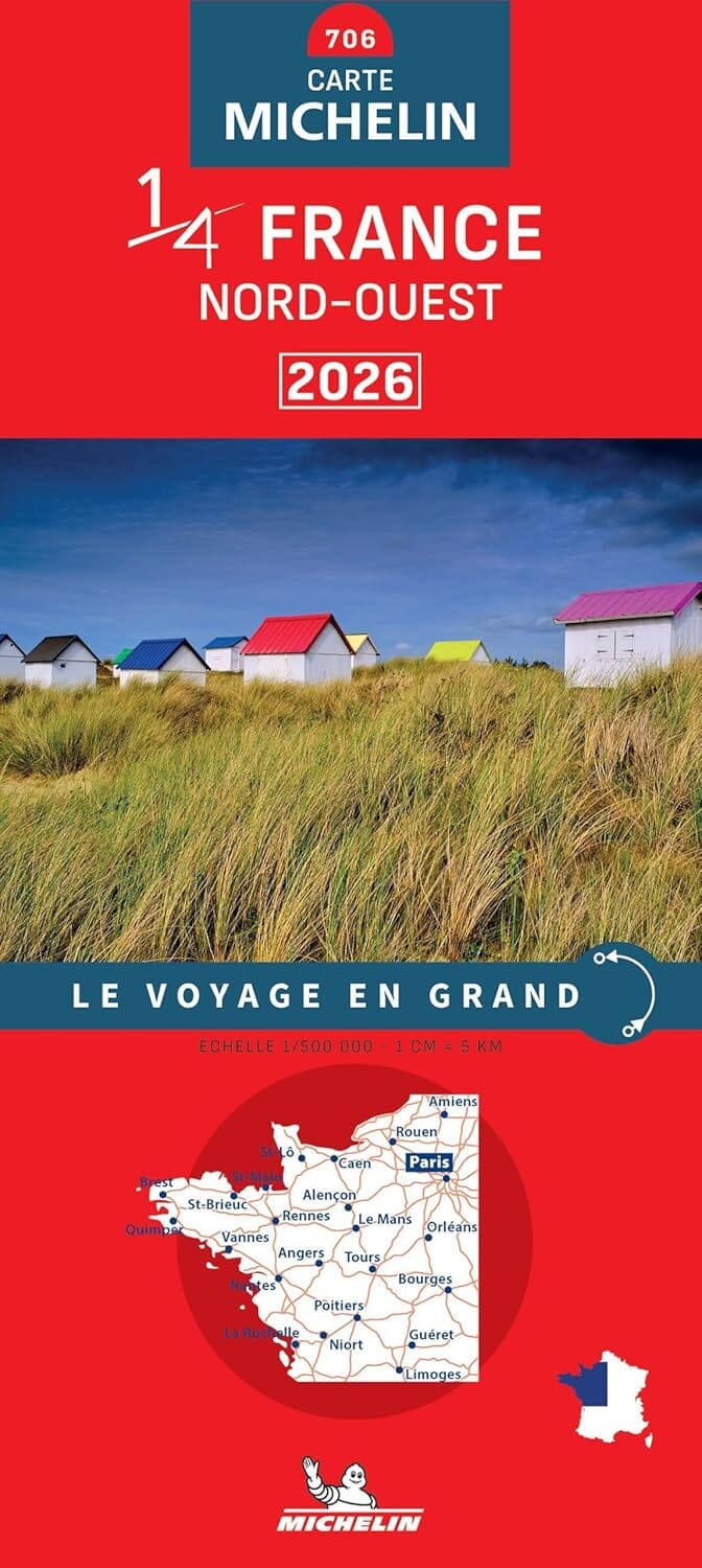Carte routière n° 706 - 1/4 France - Nord-Ouest 2026 | Michelin carte de voyage Michelin 