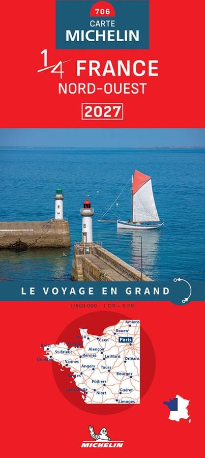 Carte routière n° 706 - 1/4 France - Nord-Ouest 2027 | Michelin carte routière Michelin 