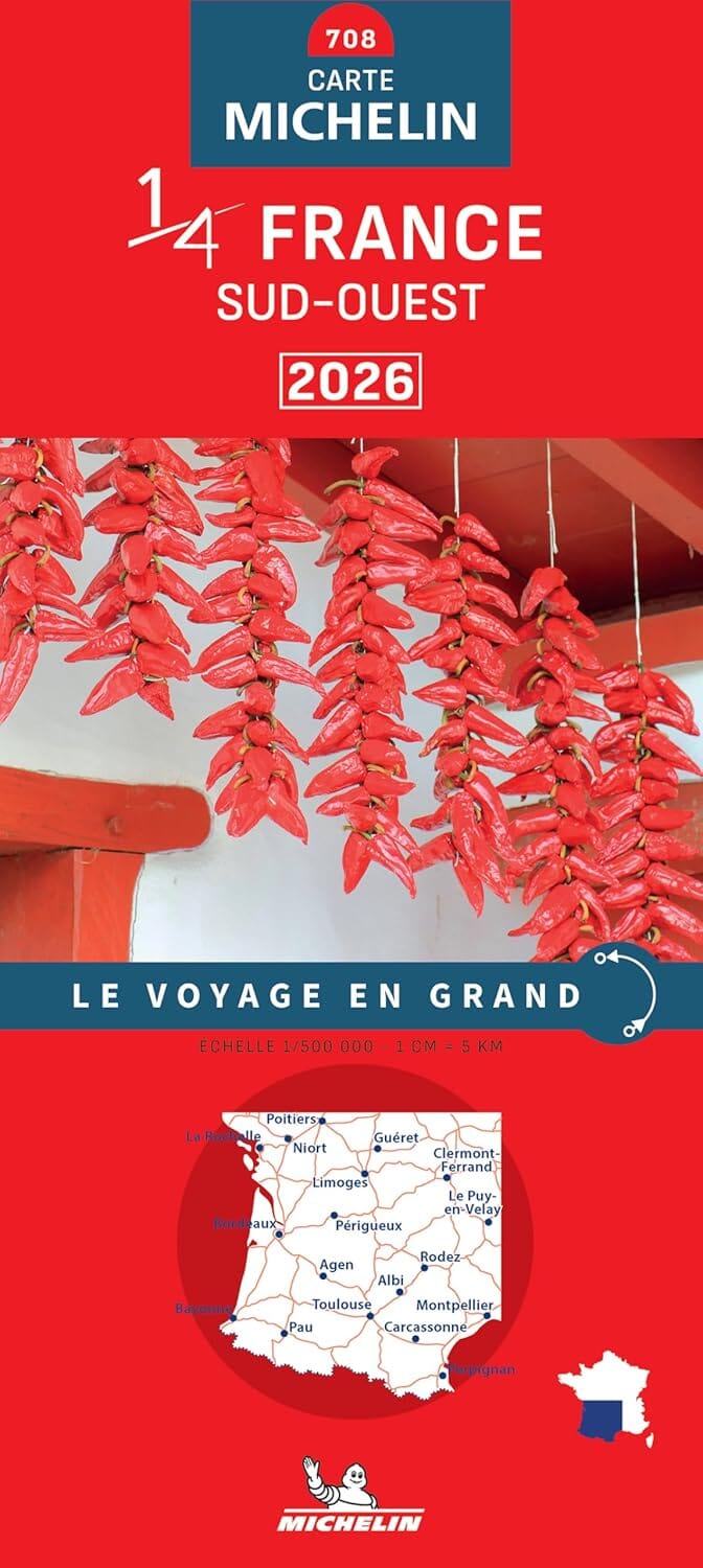 Carte routière n° 708 - 1/4 France - Sud-Ouest 2026 | Michelin carte de voyage Michelin 